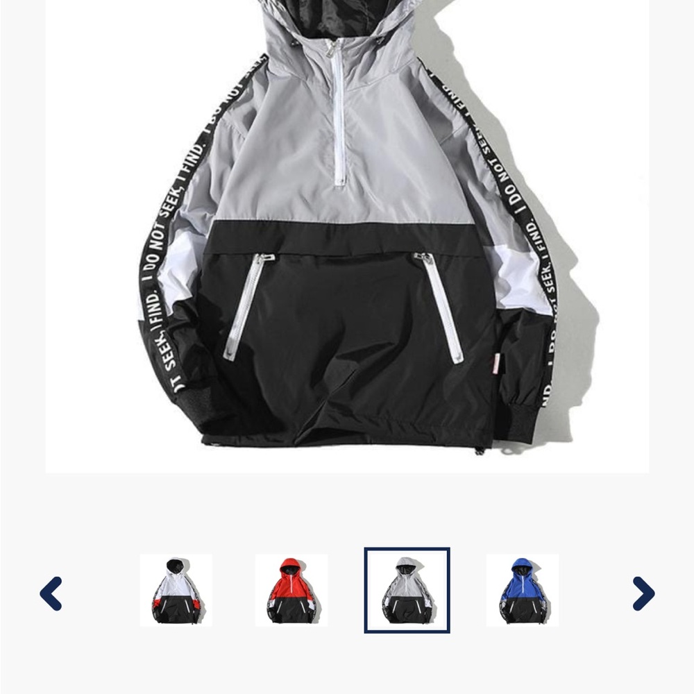 I do no seek I find…Gray and Black Hooded Windbreaker